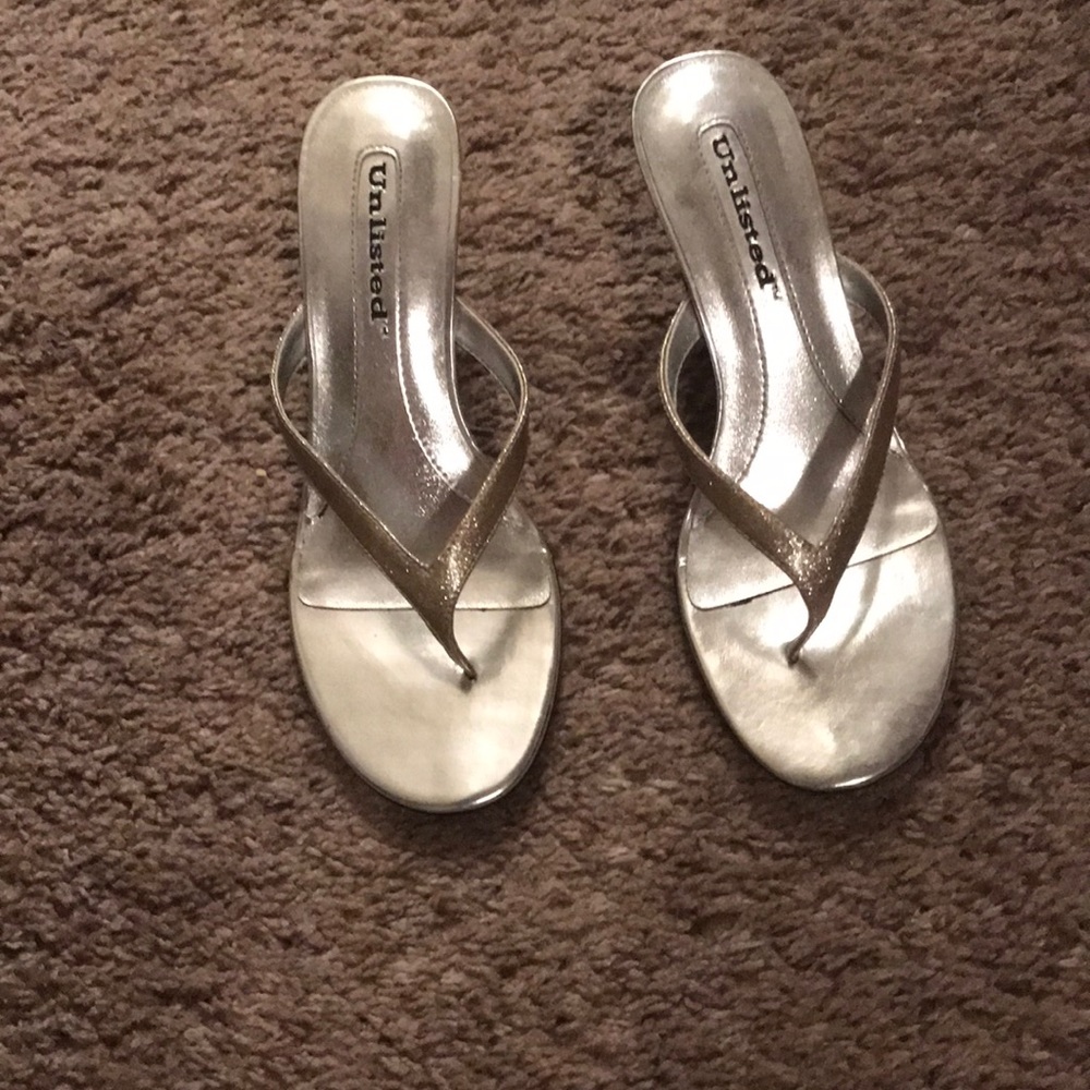 Silver, glitter heels.